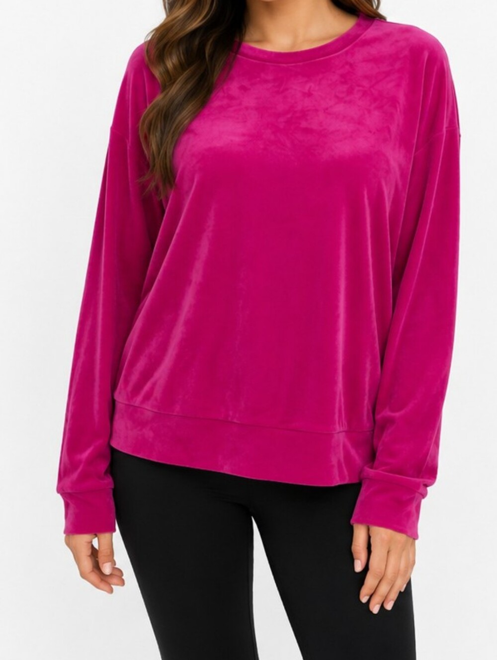 Women’s Hot Pink Long Sleeve Pullover Sweatshirt M
